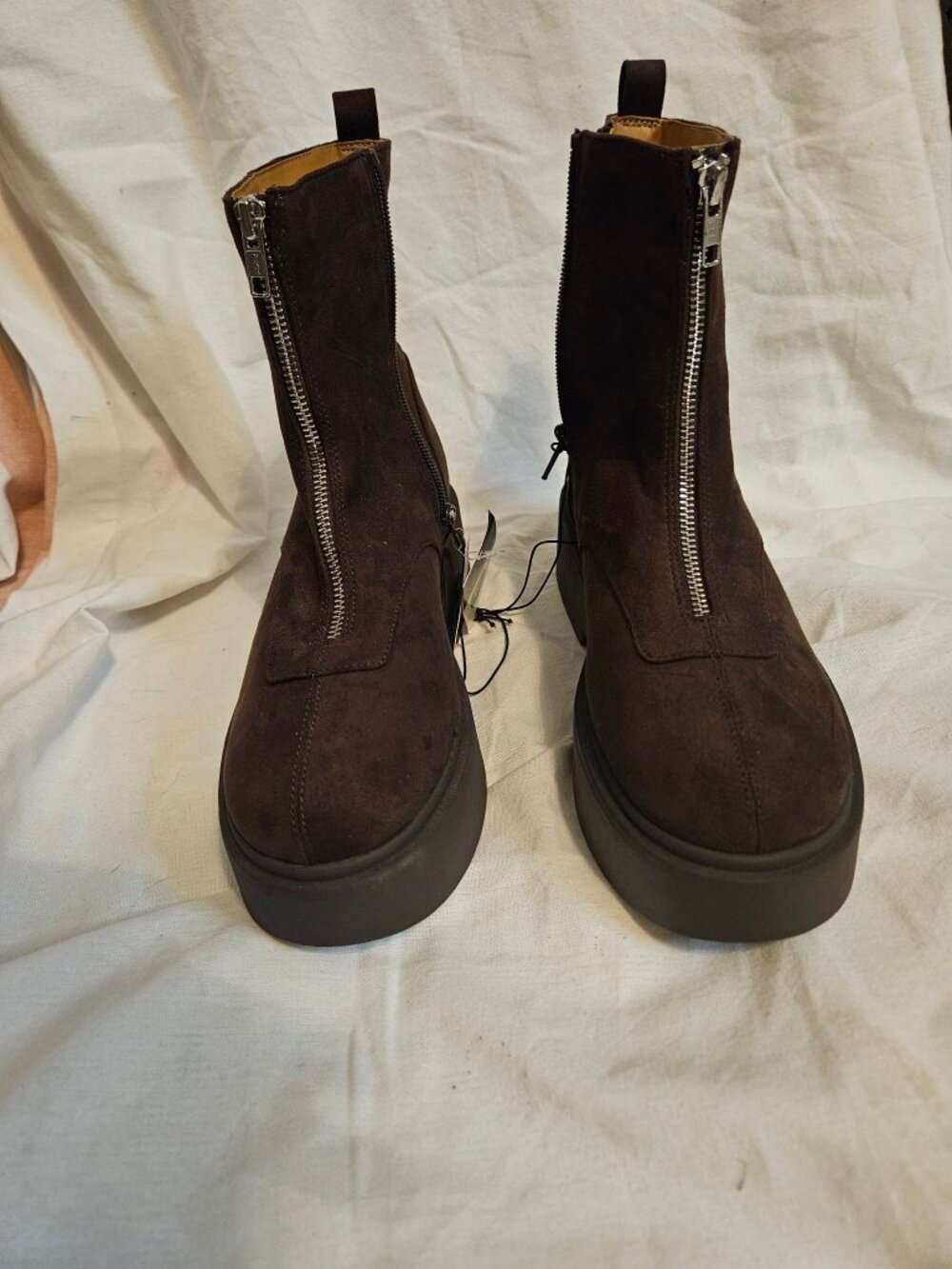 Size 10 Wild Fable Honor Dark Brown Chunky Zip Boots NWT
